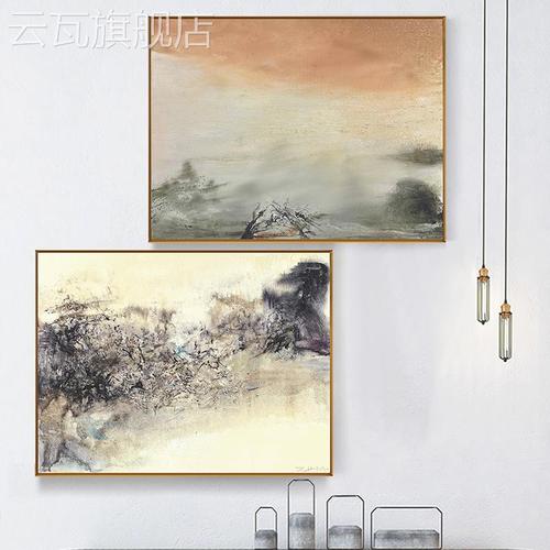 新款大芬村油画赵无极抽象画后现代手绘油画轻奢艺术沙发装饰画客