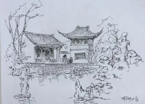 一一〔志勋速写〕 写美篇   方厅一联:狮子窟中岚翠合,细林仙馆鹤书频