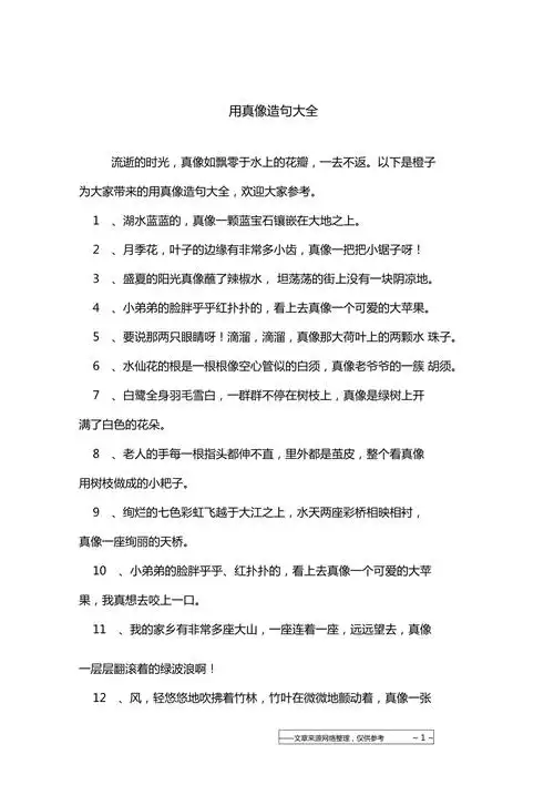 用真像造句大全