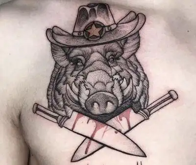 带獠牙的野猪纹身图案(28)