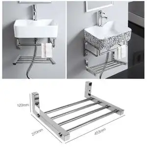 不锈钢置物架不锈钢毛巾架洗手洗脸洗面盆置物架尺寸452712