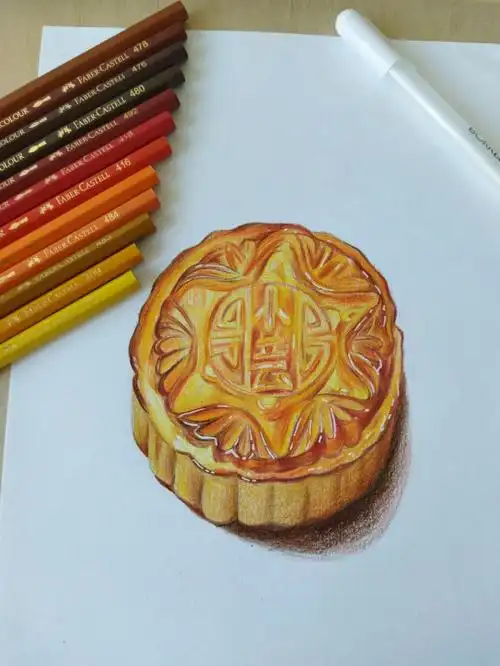 彩铅月饼有过程图