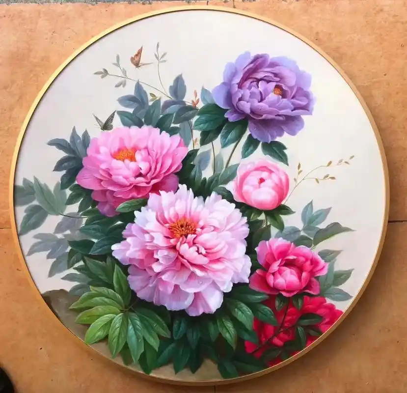 写实手绘油画牡丹直径80厘米,大气上档次 - 抖音