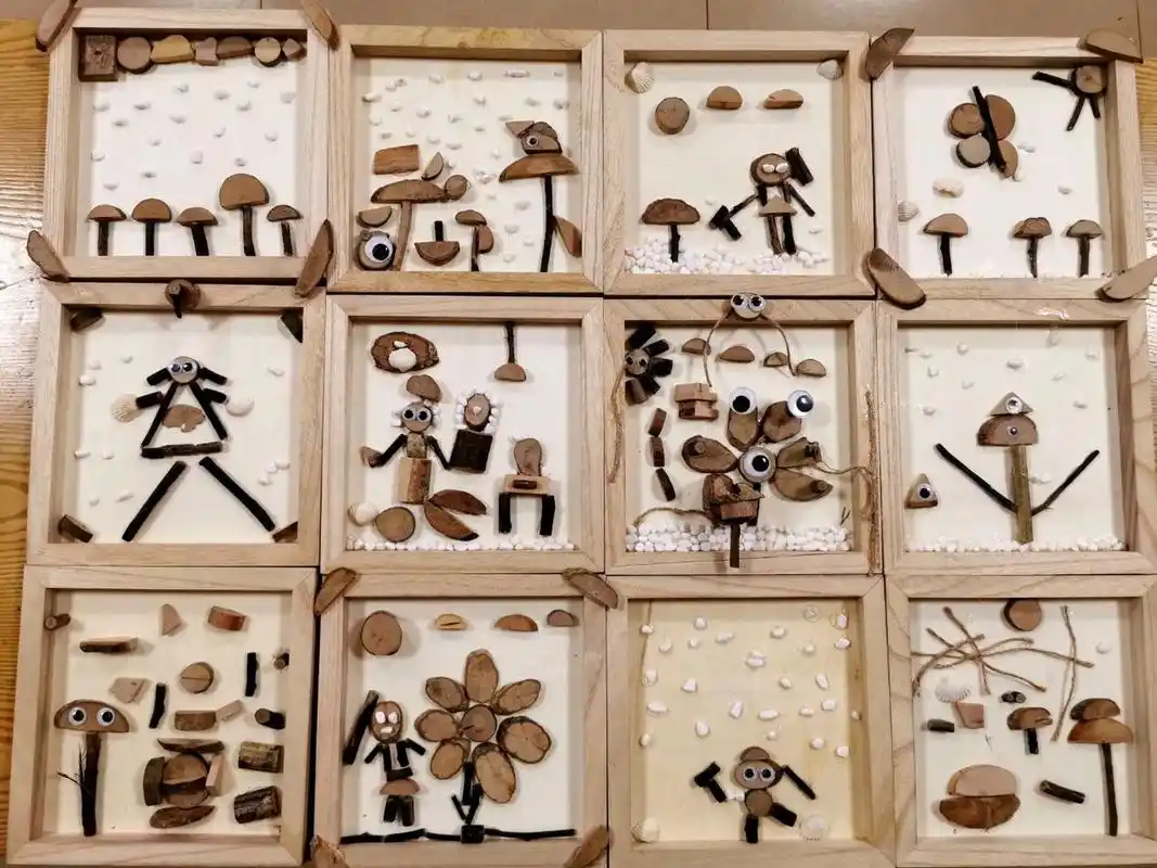 幼儿园手工作品|自然木工课|原始材料 💕 今日份课程📖制作《小木