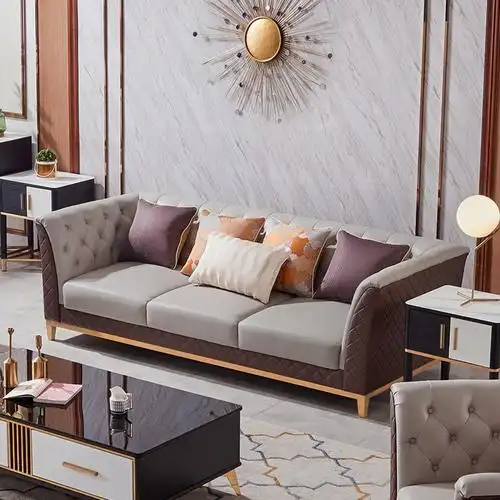 轻奢沙发美式真皮大小户型客厅简约皮沙发双三人位后现代组合家具