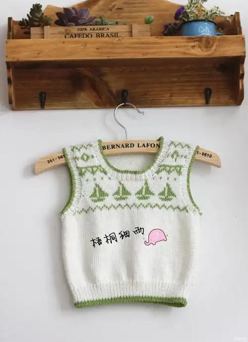 编织视频文章 云棉棒针男宝宝提花小背心视频教程