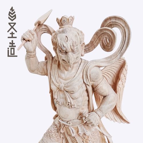神像雷震子木雕道教雷神寺庙寺院香樟樟木雕刻木雕