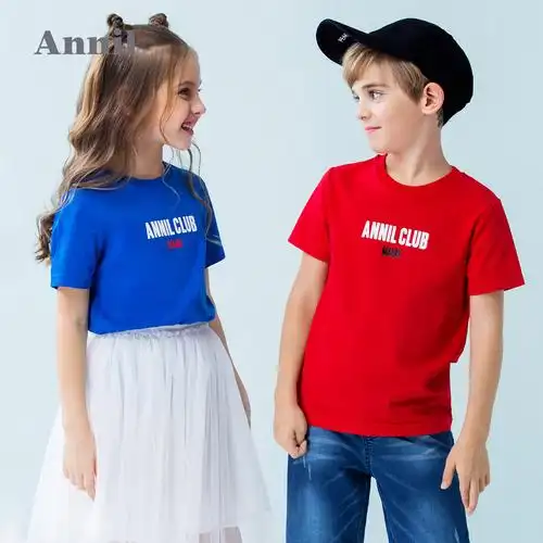 短袖安奈儿童装男童女童2019夏装新款中大童速t恤