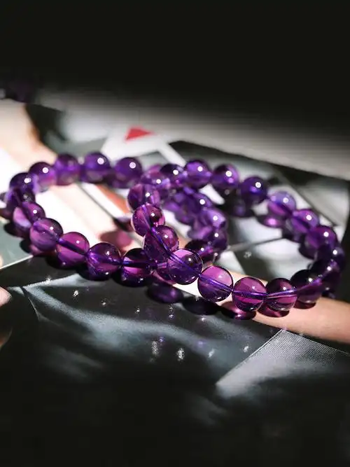 随美冰透紫水晶手链女乌拉圭紫色水晶男紫晶手串七夕礼品送女