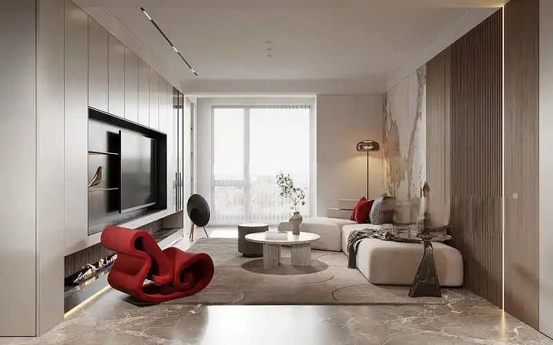 上海盛世宝邸121平轻奢风格住宅客厅装修效果图