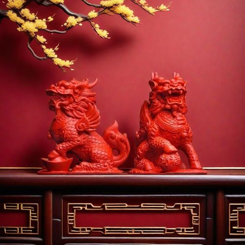 朱砂麒麟摆件招财镇宅纳福火麒麟八卦五行缺火补火客厅办公室摆件