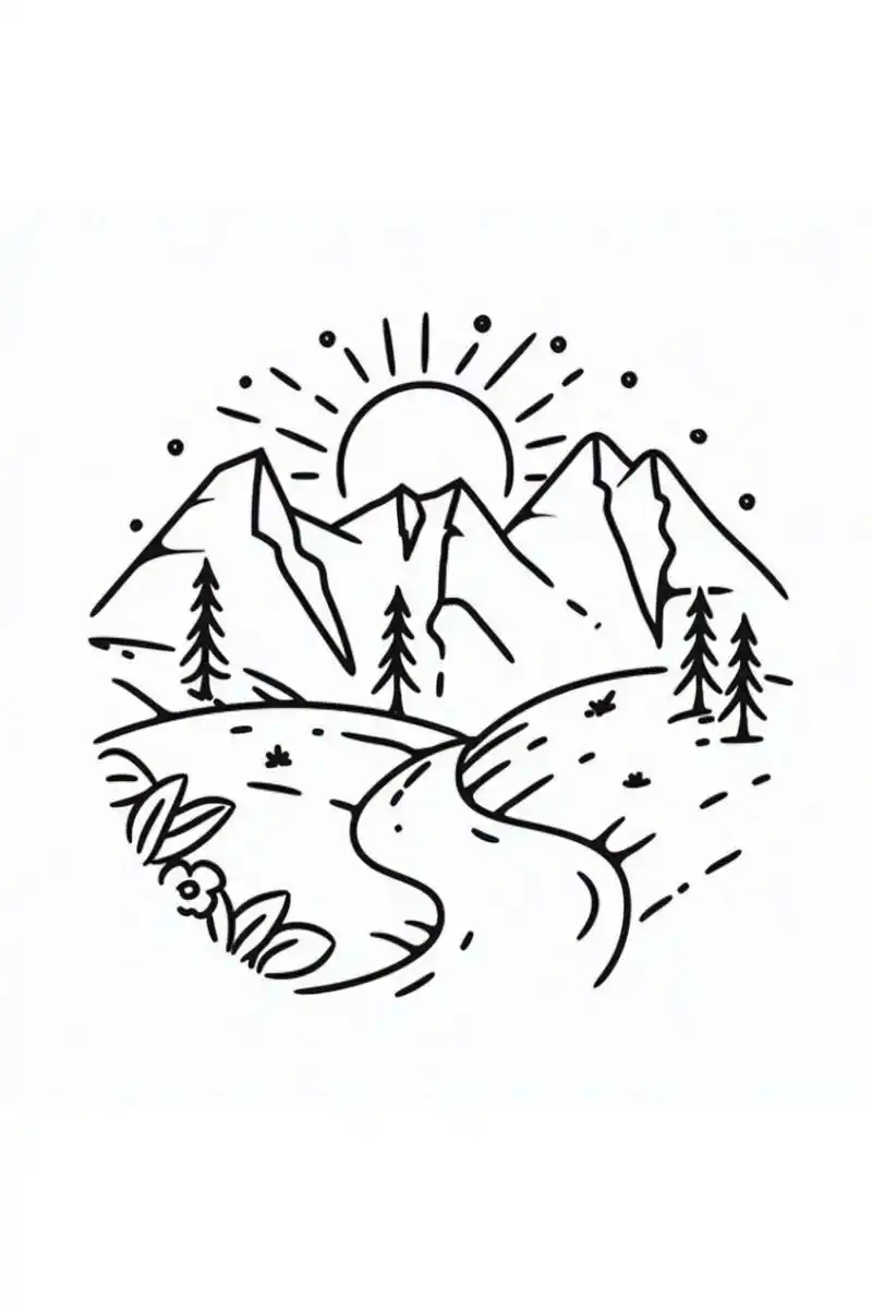 提笔就能画,落日风景手绘图97  零基础也能画的简笔画,提笔就会