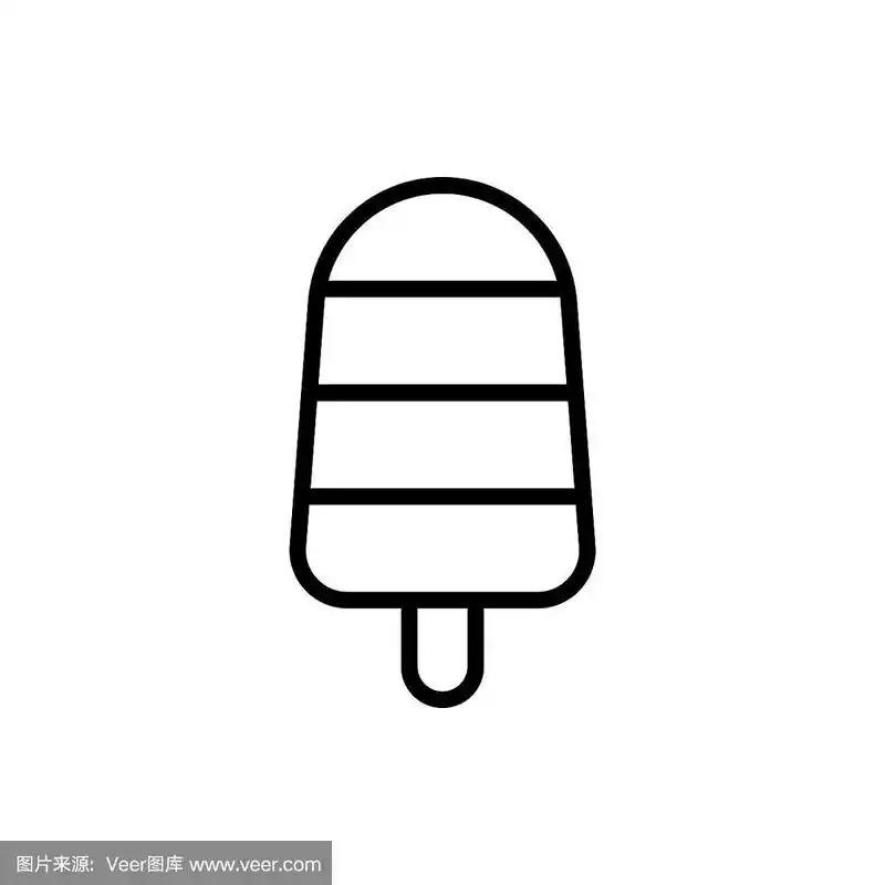 冰棒矢量图标线风格插图.