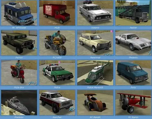 侠盗飞车罪恶都市每辆车的对照图!