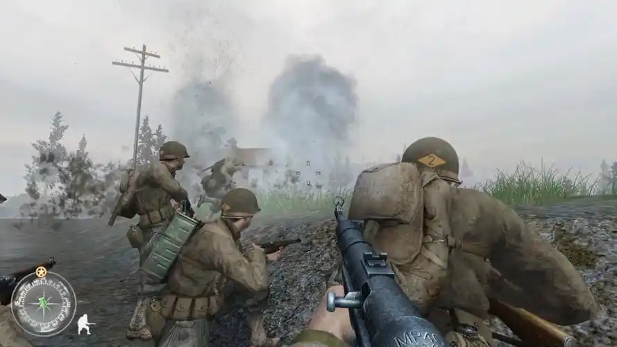 使命召唤2:无比震撼,顶着敌人的迫击炮的狂轰滥炸向前冲锋