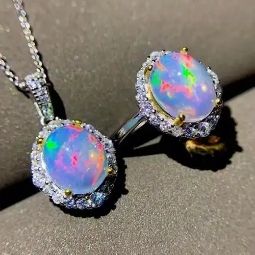 澳洲欧珀火彩欧泊戒指女蛋白石欧泊石925轻奢高级感泫雅 12号【图片