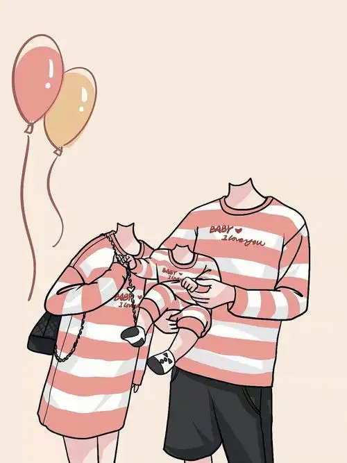 父亲节礼物一家三口抠图头像