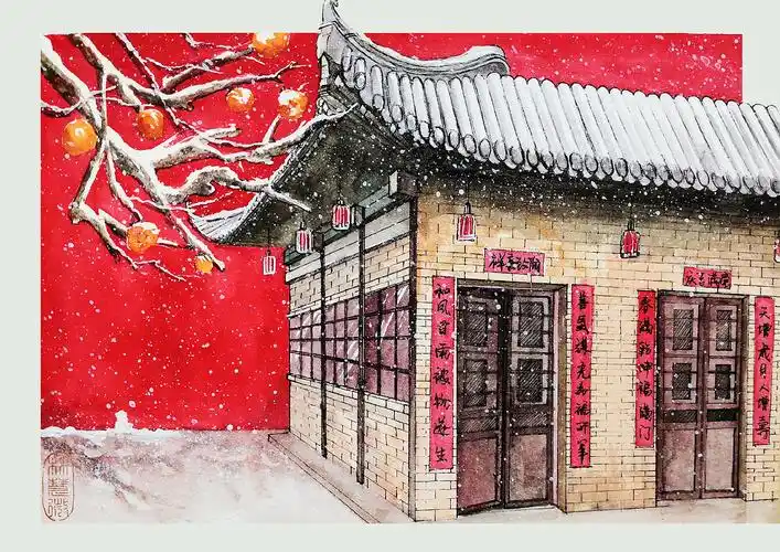 有针管也有水彩,,有中式建筑美也有异国风情
