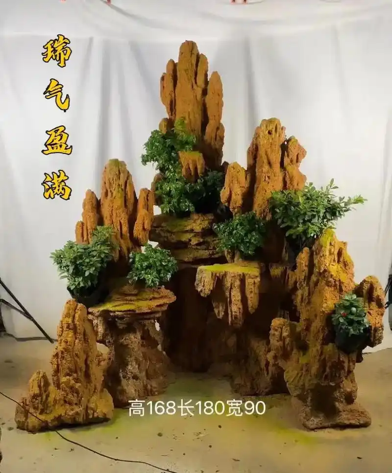 吸水石 #小院鱼池假山设计 #现场实拍 #成品展示  庭院 - 抖音