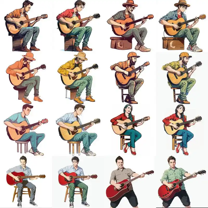 吉他坐姿人物素材合集.原图下载可以加主页(超清课件领取群)  - 抖音