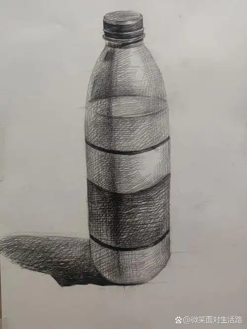 素描矿泉水瓶 素描静物
