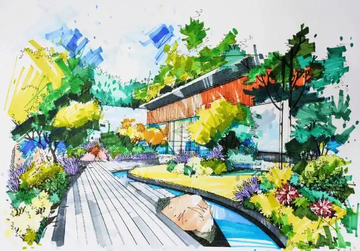 室外景观马克笔上色练习