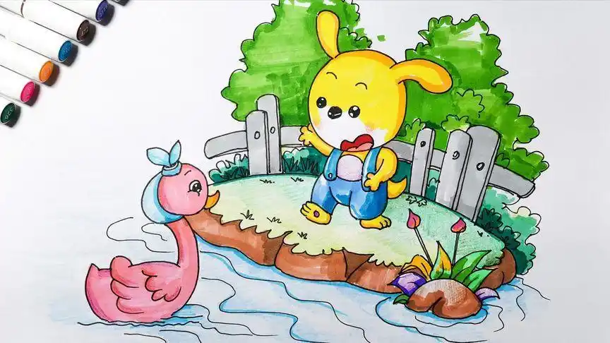 场景怎么画简笔画组合彩色 简笔画图片大全-普车都