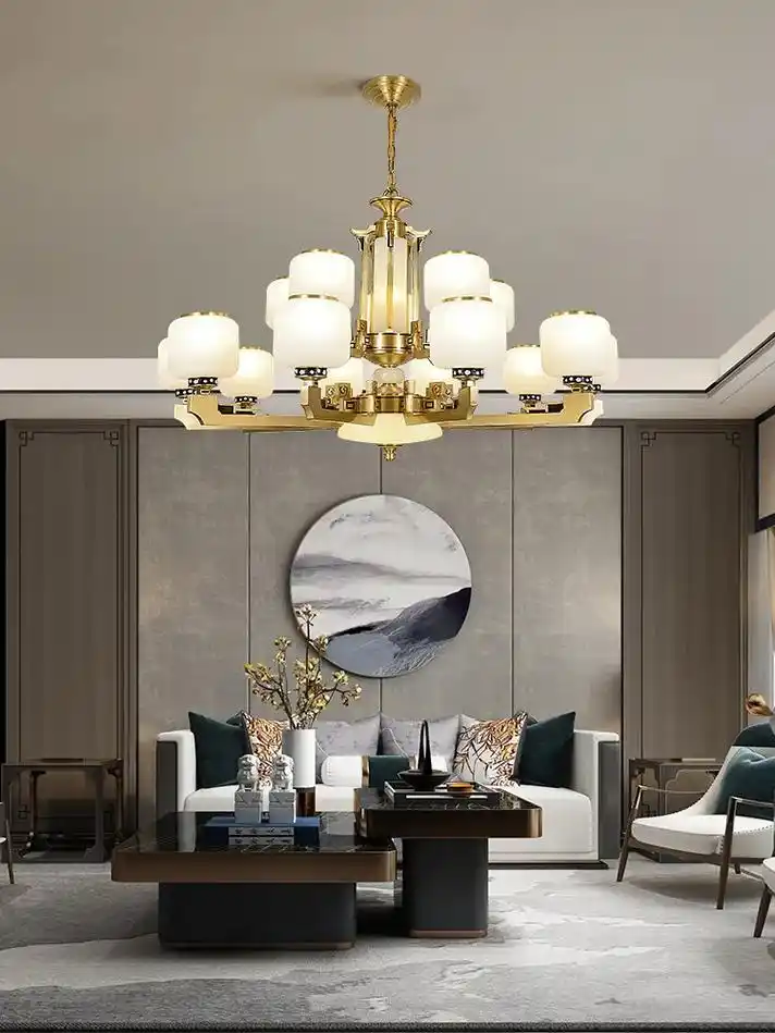 别墅豪宅-高端中国风全铜灯-原创设计.#灯饰厂家 #高端大气 - 抖音