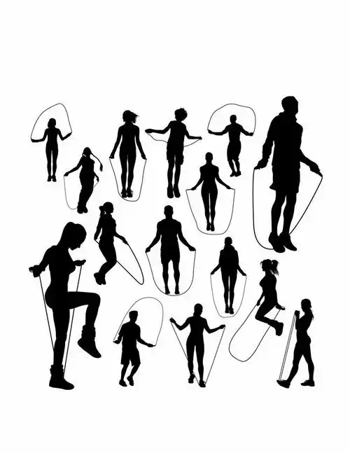 各种正在跳绳的年轻人剪影png图片免抠矢量素材