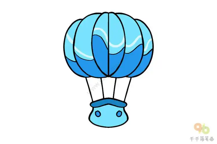 漂亮的热气球简笔涂色画_涂色画简笔画