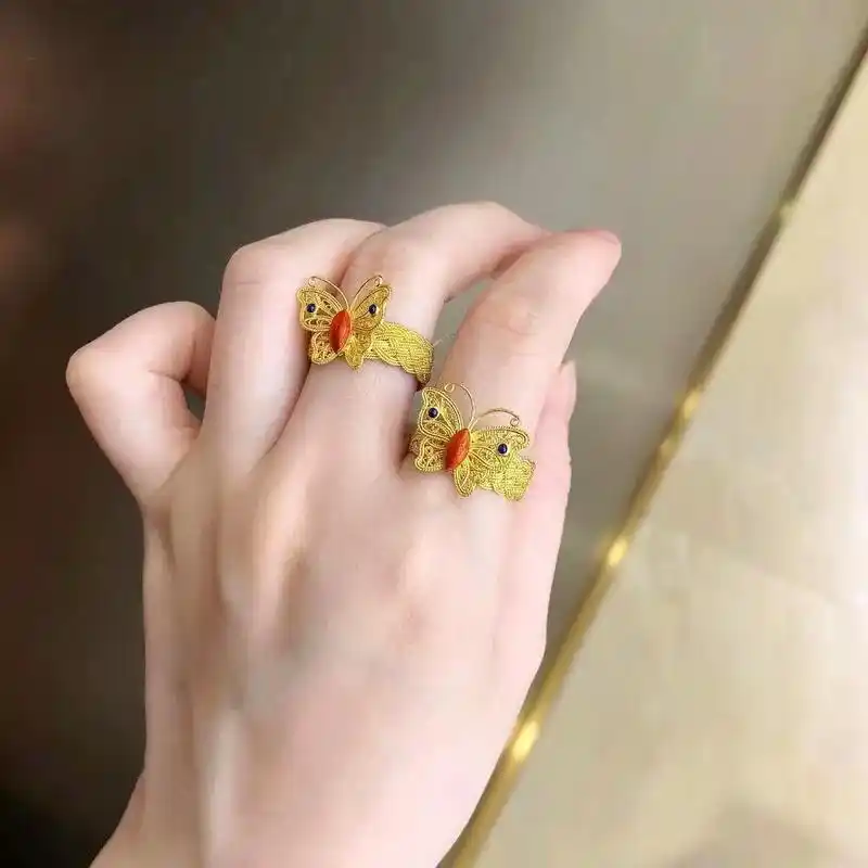 纯手工古法花丝编织戒指[庆祝] 国潮古风 雍容华贵的美  简 - 抖音