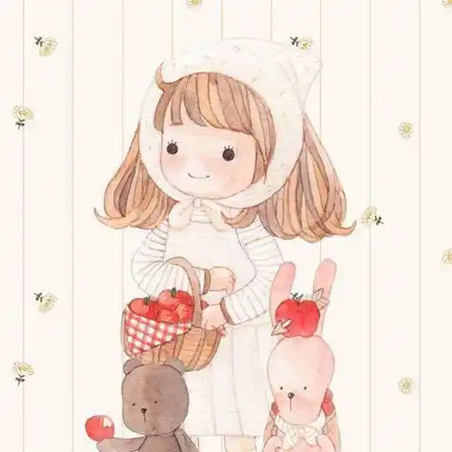 手绘水彩人物卡通森系森女