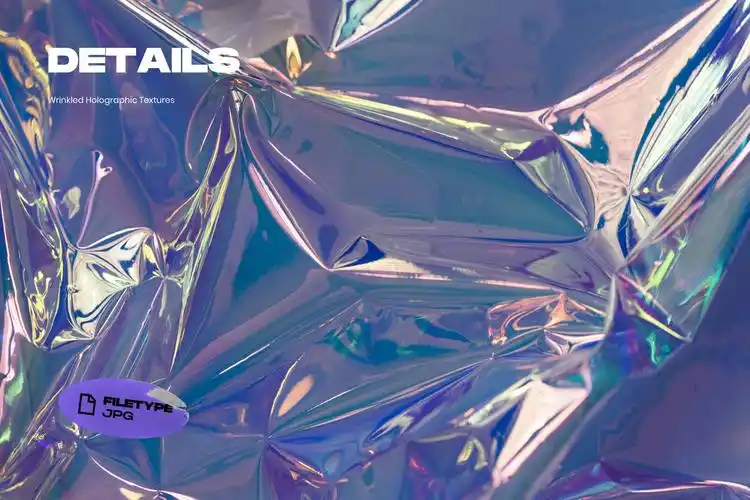 全息塑料褶皱镭射渐变背景纹理图片素材 wrinkled holographic
