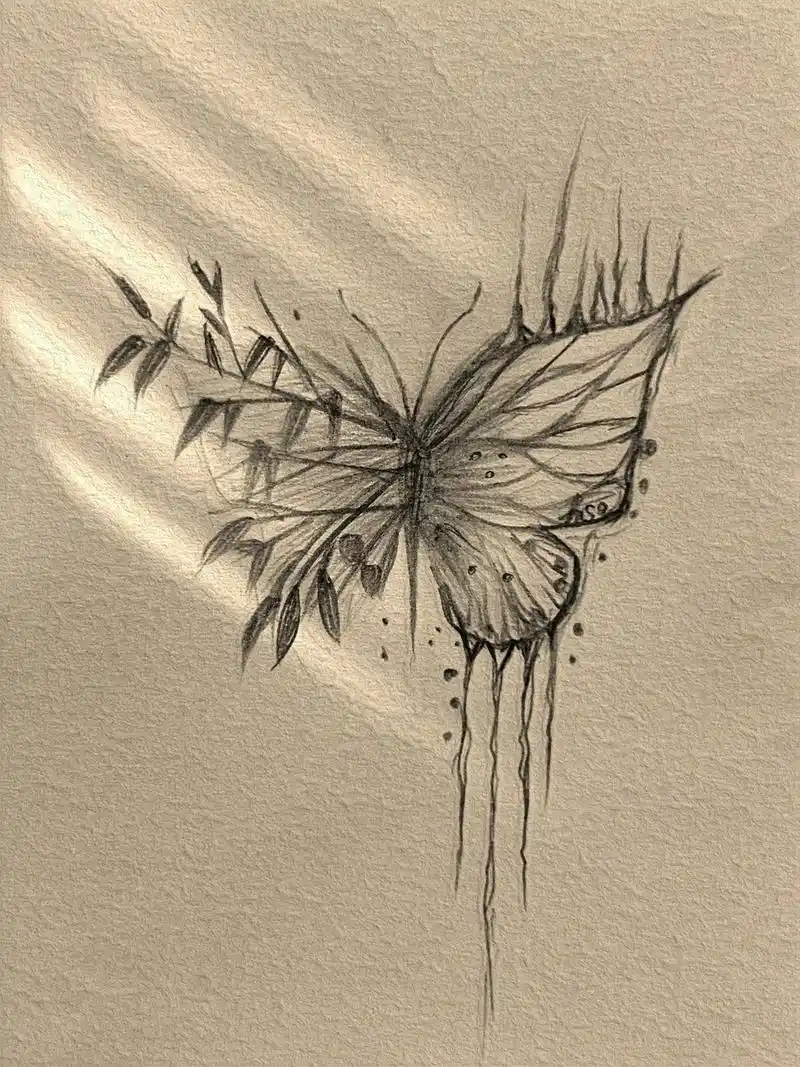 绘画过程#蝴蝶手绘 - 抖音