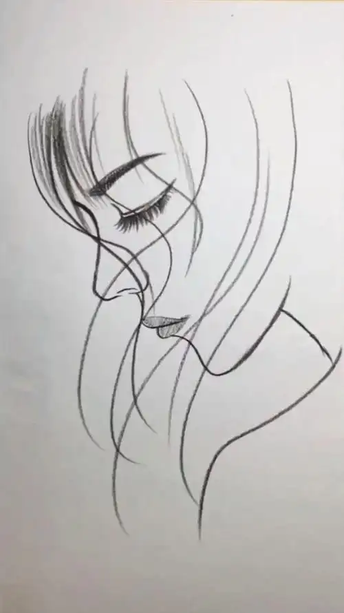 教大家用几个简单的线条画女生的侧脸,赶快自己尝试画一下