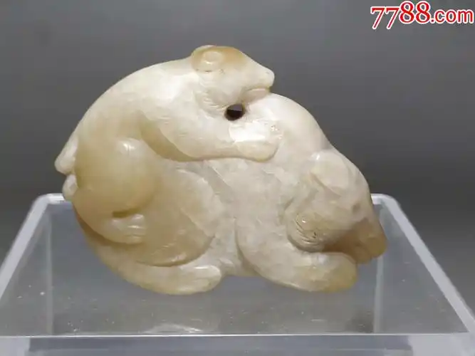 老和田黄玉子母熊_价格300元【三河居士】_第1张