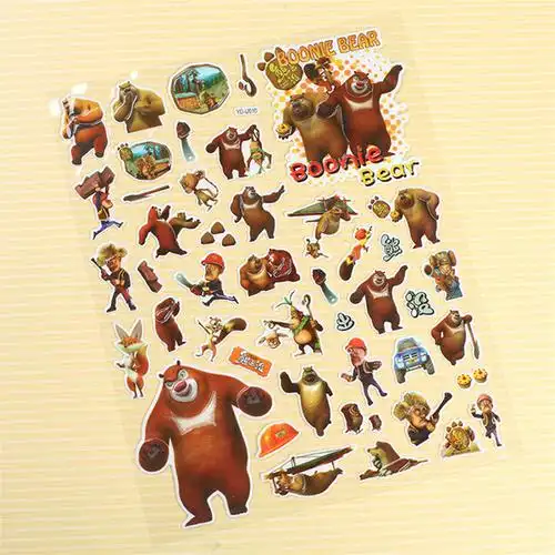 熊出没贴纸熊大熊二光头强立体贴画臭狗熊粘贴超大号泡泡贴奖励贴