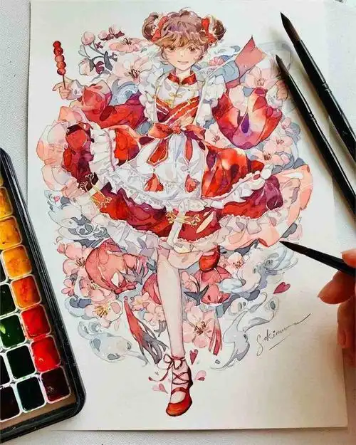 水彩插画丨古风动漫人物水彩上色绝了!