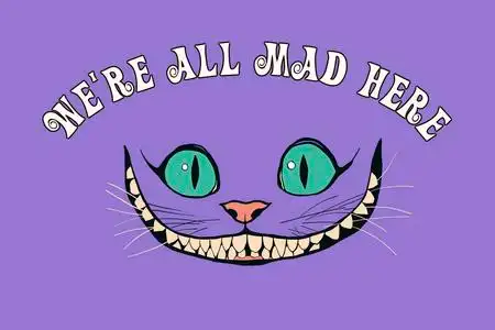 微笑的柴郡猫的童话故事爱丽丝梦游仙境照片