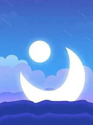 卡通扁平插画夜晚的月亮背景