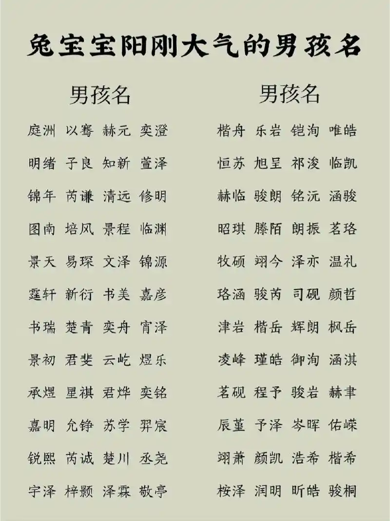 阳刚大气的兔宝宝男孩名|男孩起名 5月宝宝起名改名97 男宝宝起名