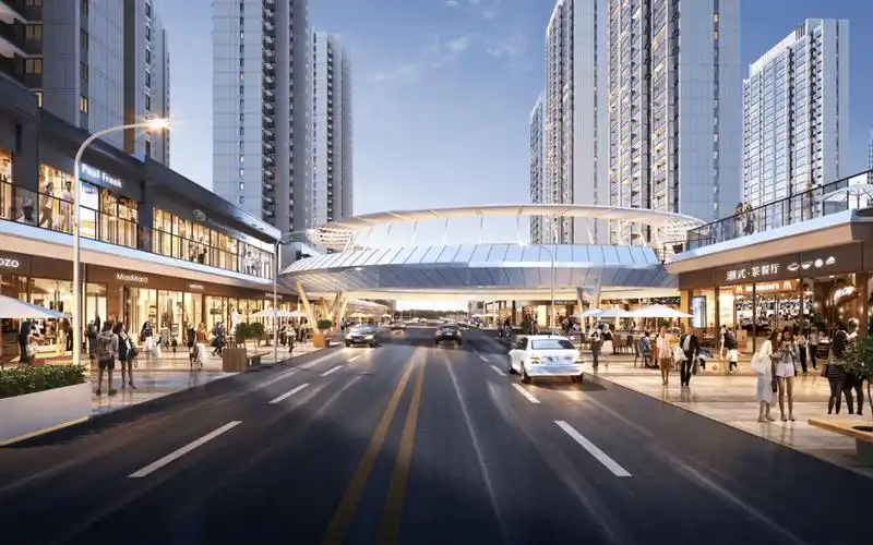 丨效果图作为东部新城正芯之上的鎏金铺,安庆万达广场d7商业街紧邻