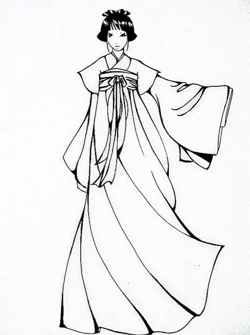 素材插画手绘艺术范简笔画美南子的简简笔画--如何画穿汉服的长发女孩