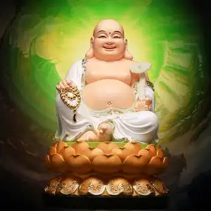 弥勒佛树脂佛像幻彩白衣小小大肚笑佛家用供奉保平安摆件12/16/19