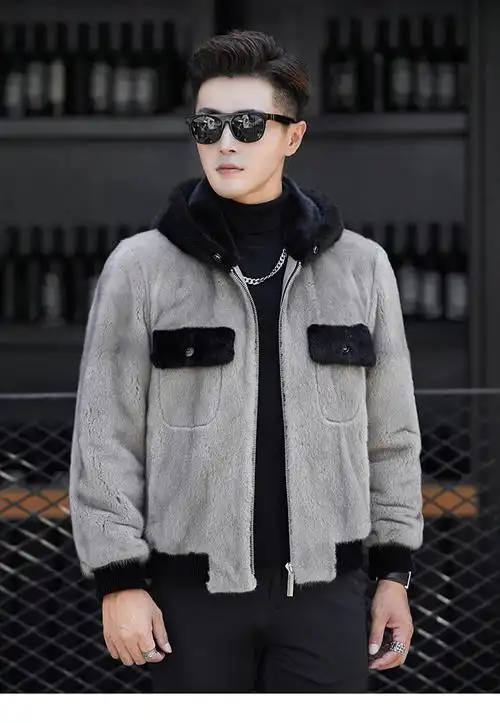 恒源祥貂皮大衣男装品牌高端奢华进口天鹅绒水貂毛貂皮大衣男裘皮大衣