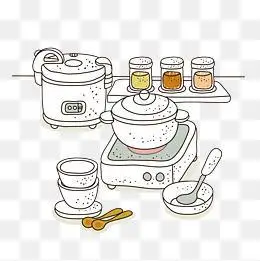 厨房餐具简笔画彩色