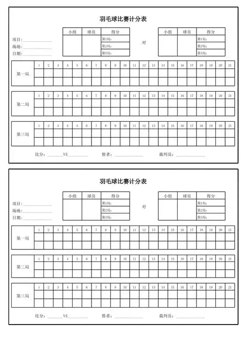 羽毛球比赛计分表完美版比赛规则[共1页]