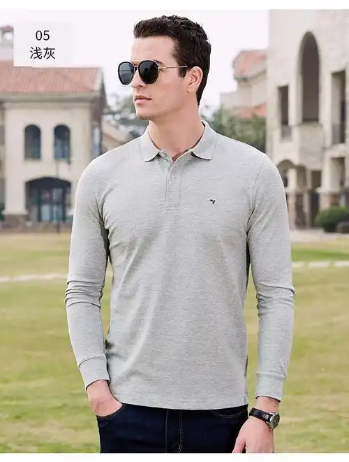 柒牌长袖t恤男 2019秋季新款中年男士商务休闲polo衫爸爸潮流男装