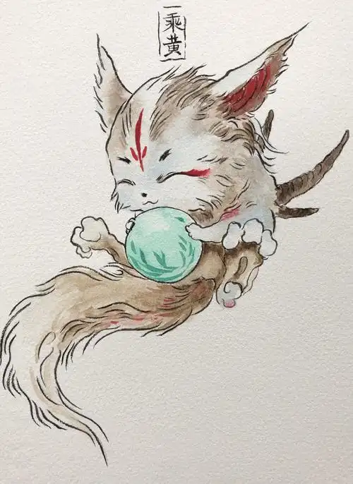 山海经的神兽陆吾乘黄九尾狐