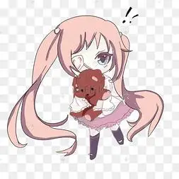 手绘q版人物可爱的女孩png格式